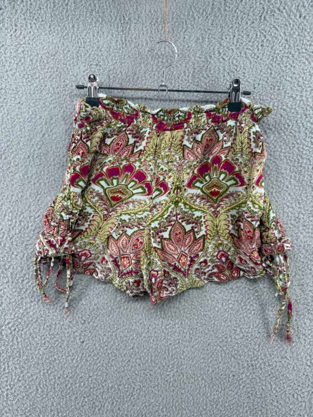 RAGA Paisley Boho Ruched Tie Side Shorts XS - Picture 10 of 13